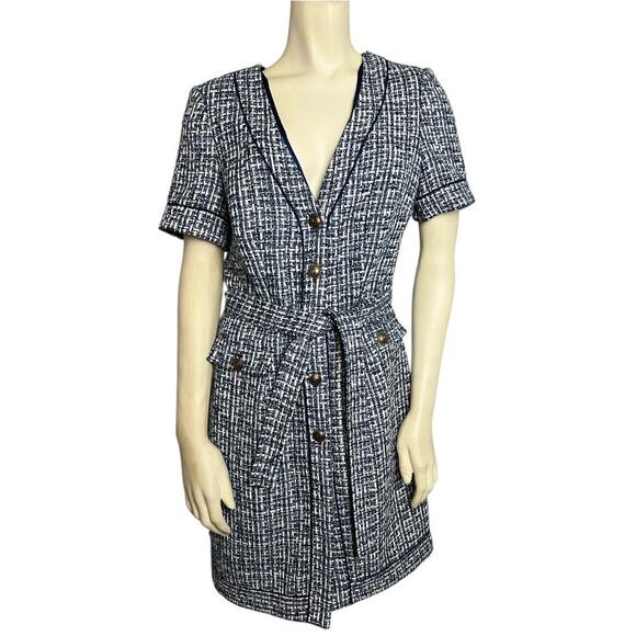 Marciano by Guess Spencer Tweed Mini Dress Blue Women's US 6 Professional Brunch - Picture 1 of 12